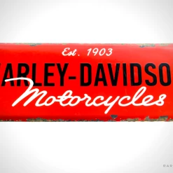RARE-T Harley-Davidson Motorcycles Red Enamel Vintage Dealership Sign Barware & Signs