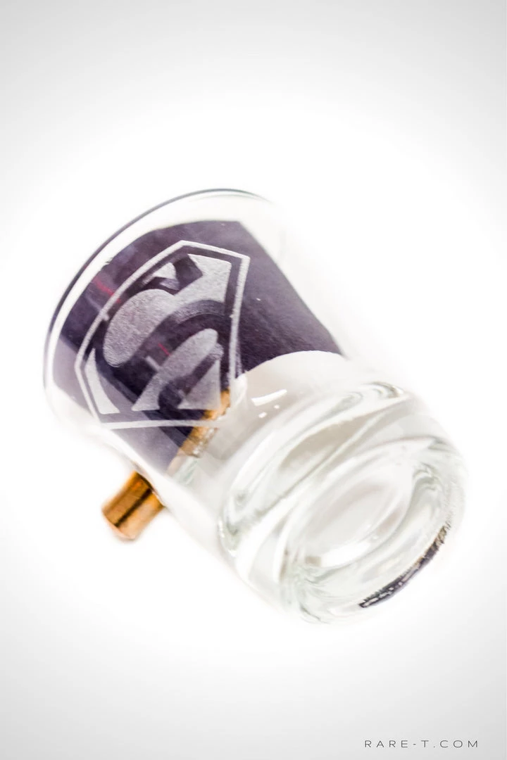 Handmade 'Bullet - Superman' Etched Shot Glass 2 Handmade 'Bullet - Superman' Etched Shot Glass