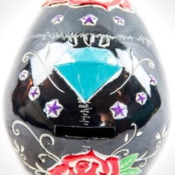 RARE-T Handcrafted Colorful 'Tattoo Flash/Day Of The Dead Human Skull' Piggy Bank/Statue Collectible Statues 10 RARE-T Handcrafted Colorful 'Tattoo Flash/Day Of The Dead Human Skull' Piggy Bank/Statue Collectible Statues