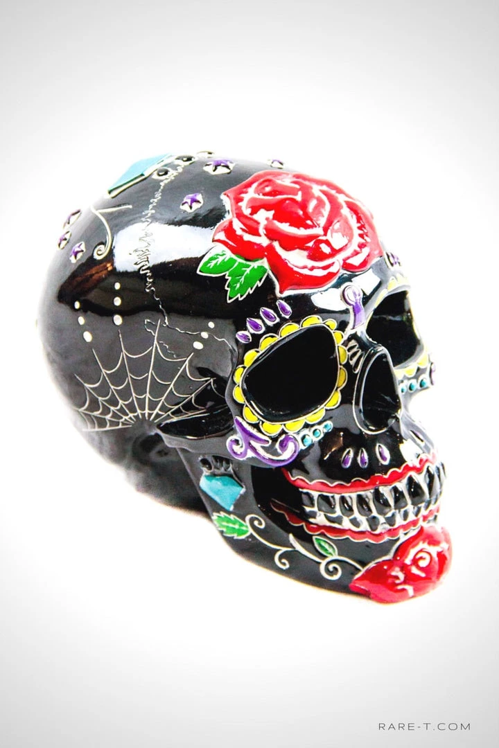RARE-T Handcrafted Colorful 'Tattoo Flash/Day Of The Dead Human Skull' Piggy Bank/Statue Collectible Statues 3 RARE-T Handcrafted Colorful 'Tattoo Flash/Day Of The Dead Human Skull' Piggy Bank/Statue Collectible Statues