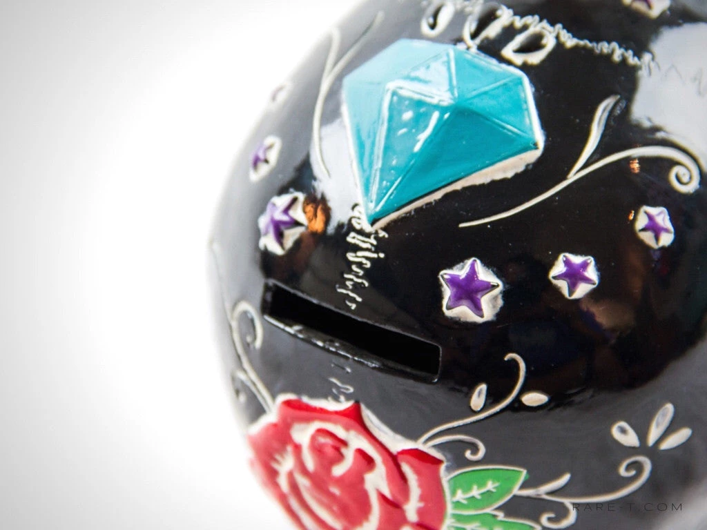 RARE-T Handcrafted Colorful 'Tattoo Flash/Day Of The Dead Human Skull' Piggy Bank/Statue Collectible Statues 6 RARE-T Handcrafted Colorful 'Tattoo Flash/Day Of The Dead Human Skull' Piggy Bank/Statue Collectible Statues