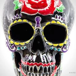 RARE-T Handcrafted Colorful 'Tattoo Flash/Day Of The Dead Human Skull' Piggy Bank/Statue Collectible Statues 9 RARE-T Handcrafted Colorful 'Tattoo Flash/Day Of The Dead Human Skull' Piggy Bank/Statue Collectible Statues