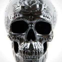 RARE-T Collectible Statues Handcrafted 'Tattoo Flash/Day Of The Dead Human Skull' Piggy Bank/Statue