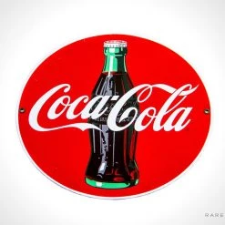 RARE-T Barware & Signs Original Coca-Cola Vintage Enamel/Porcelain Bar Sign & Display