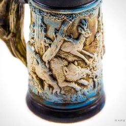 RARE-T Vintage Western Germany 'Hunting Scene' Metal Lid Beer Stein Barware & Signs 8 RARE-T Vintage Western Germany 'Hunting Scene' Metal Lid Beer Stein Barware & Signs