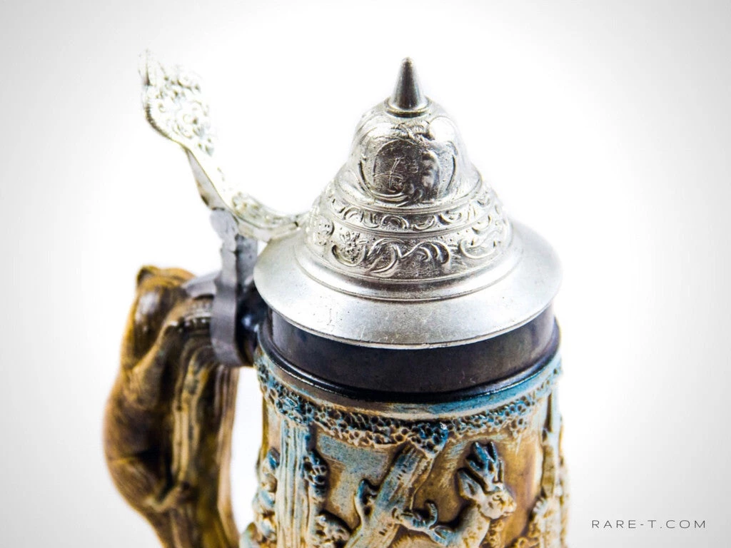 RARE-T Vintage Western Germany 'Hunting Scene' Metal Lid Beer Stein Barware & Signs 3 RARE-T Vintage Western Germany 'Hunting Scene' Metal Lid Beer Stein Barware & Signs