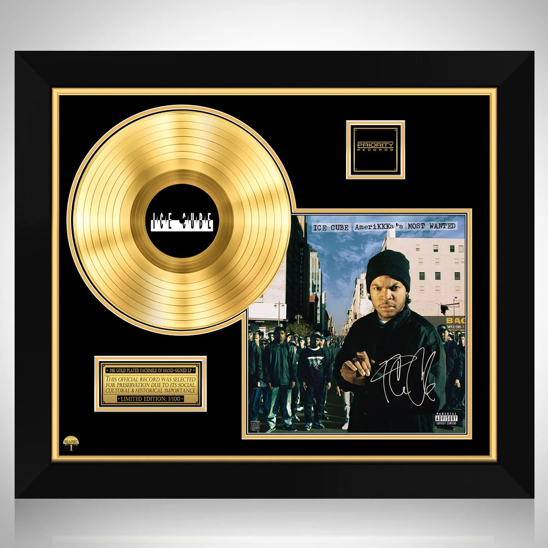 RARE-T Limited Edition Frames Ice Cube - Amerikkka's Most Wanted Gold LP Limited Signature Edition Studio Licensed Custom Frame 1 RARE-T Limited Edition Frames Ice Cube - Amerikkka's Most Wanted Gold LP Limited Signature Edition Studio Licensed Custom Frame