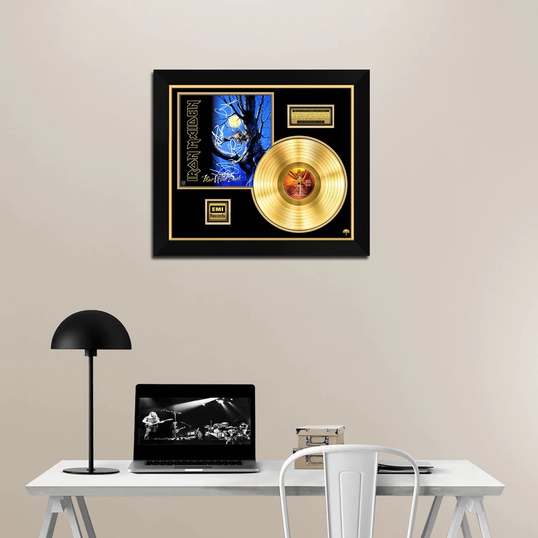 RARE-T Limited Edition Frames Iron Maiden - Fear Of The Dark Gold LP Limited Signature Edition Studio Licensed Custom Frame 2 RARE-T Limited Edition Frames Iron Maiden - Fear Of The Dark Gold LP Limited Signature Edition Studio Licensed Custom Frame