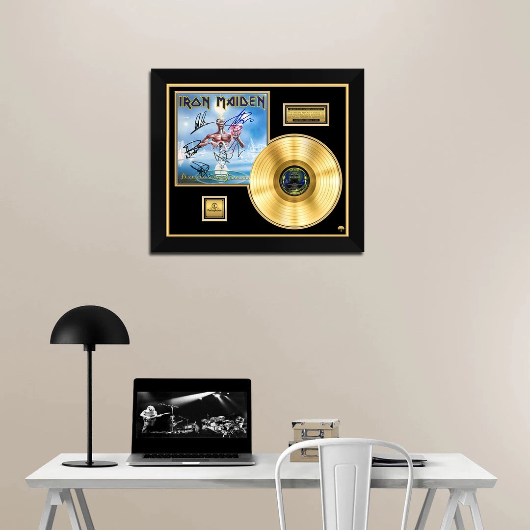 RARE-T Limited Edition Frames Iron Maiden Seventh Son Of A Seventh Son Gold LP Limited Signature Edition Studio Licensed Custom Frame 5 RARE-T Limited Edition Frames Iron Maiden Seventh Son Of A Seventh Son Gold LP Limited Signature Edition Studio Licensed Custom Frame