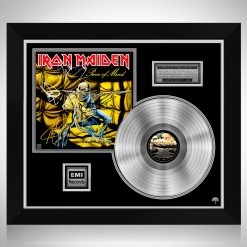 RARE-T Iron Maiden Piece Of Mind Platinum LP Limited Signature Edition Studio Licensed Custom Frame