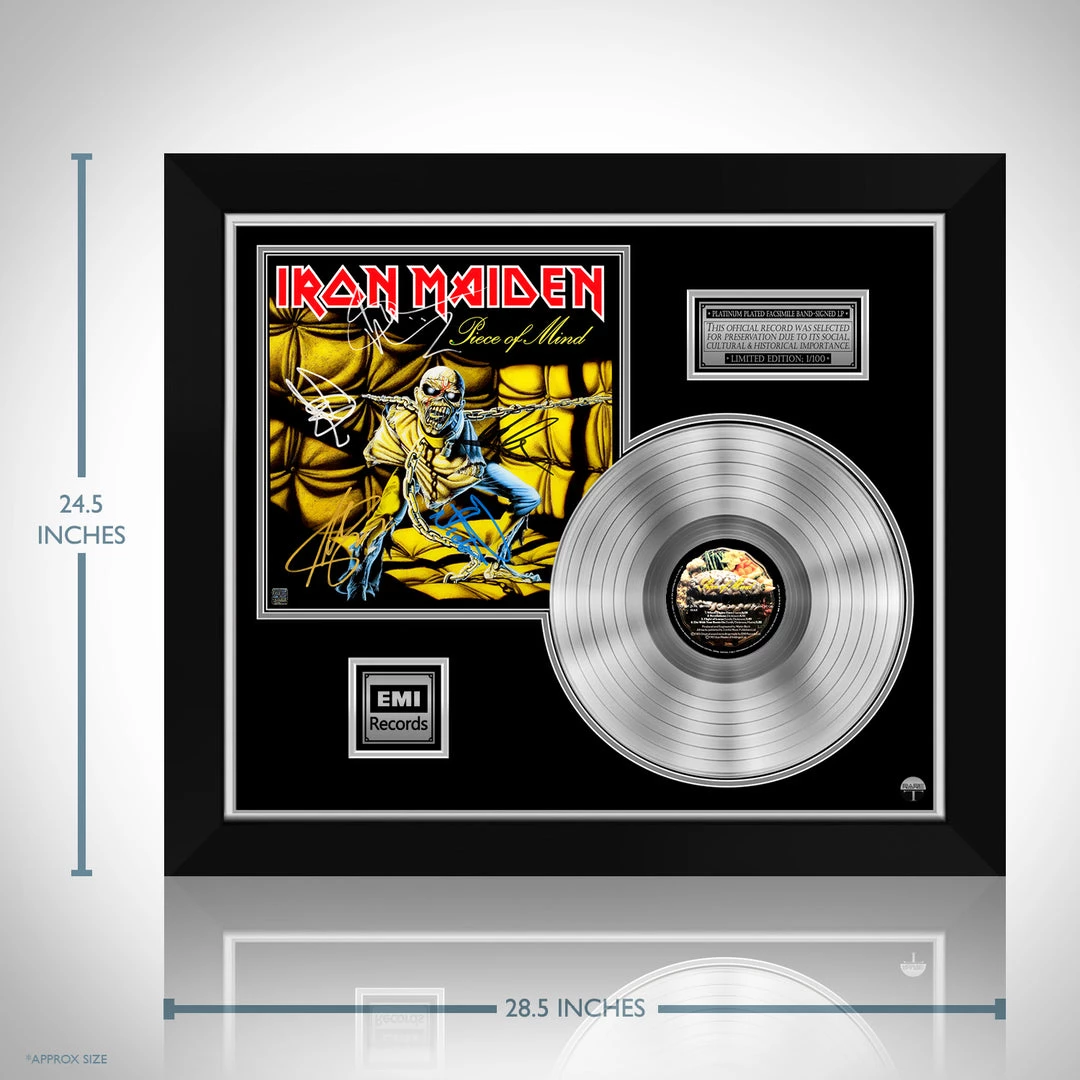 RARE-T Iron Maiden Piece Of Mind Platinum LP Limited Signature Edition Studio Licensed Custom Frame 8 RARE-T Iron Maiden Piece Of Mind Platinum LP Limited Signature Edition Studio Licensed Custom Frame