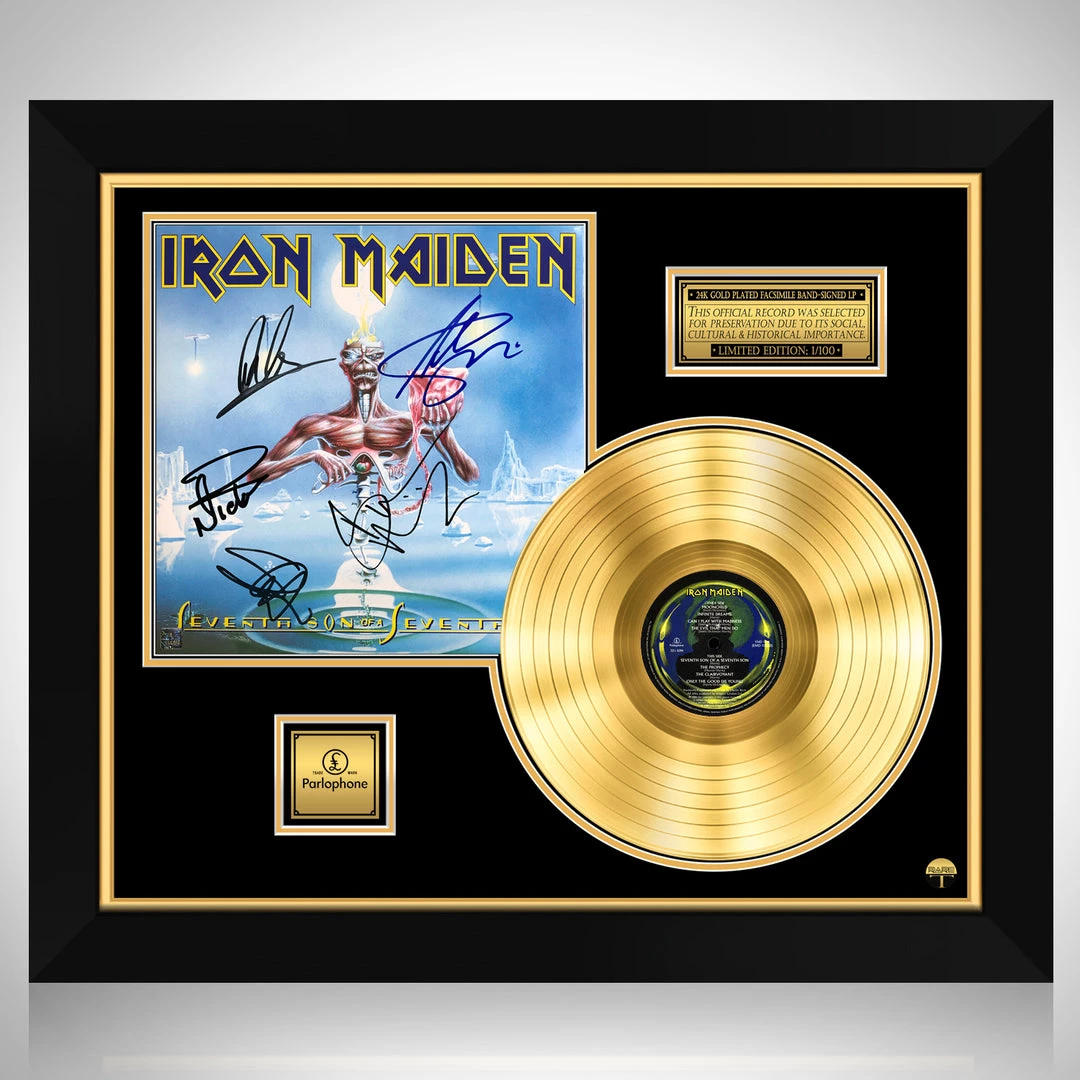 RARE-T Limited Edition Frames Iron Maiden Seventh Son Of A Seventh Son Gold LP Limited Signature Edition Studio Licensed Custom Frame 1 RARE-T Limited Edition Frames Iron Maiden Seventh Son Of A Seventh Son Gold LP Limited Signature Edition Studio Licensed Custom Frame