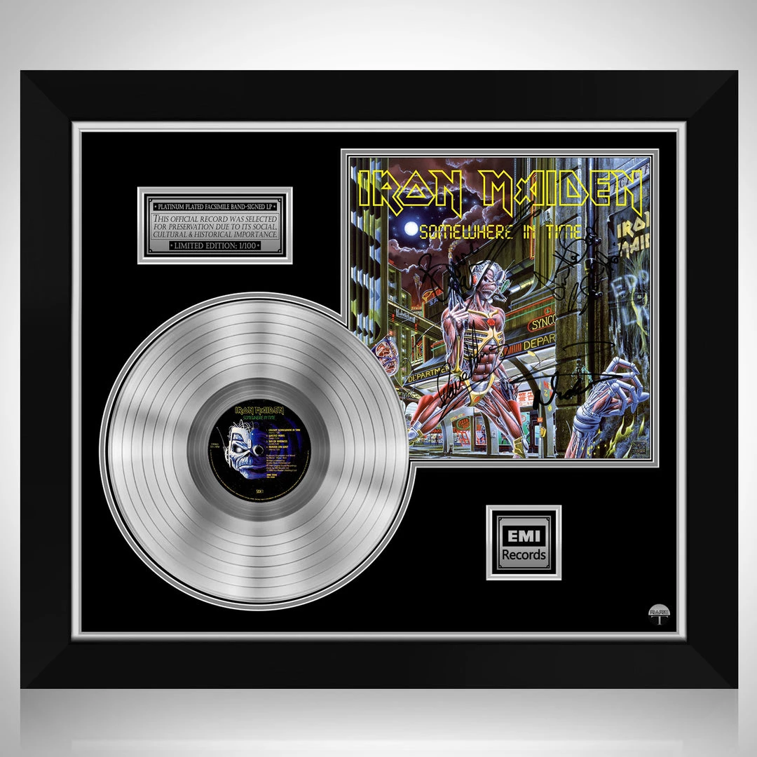 RARE-T Limited Edition Frames Iron Maiden - Somewhere In Time Platinum LP Limited Signature Edition Studio Licensed Custom Frame 1 RARE-T Limited Edition Frames Iron Maiden - Somewhere In Time Platinum LP Limited Signature Edition Studio Licensed Custom Frame