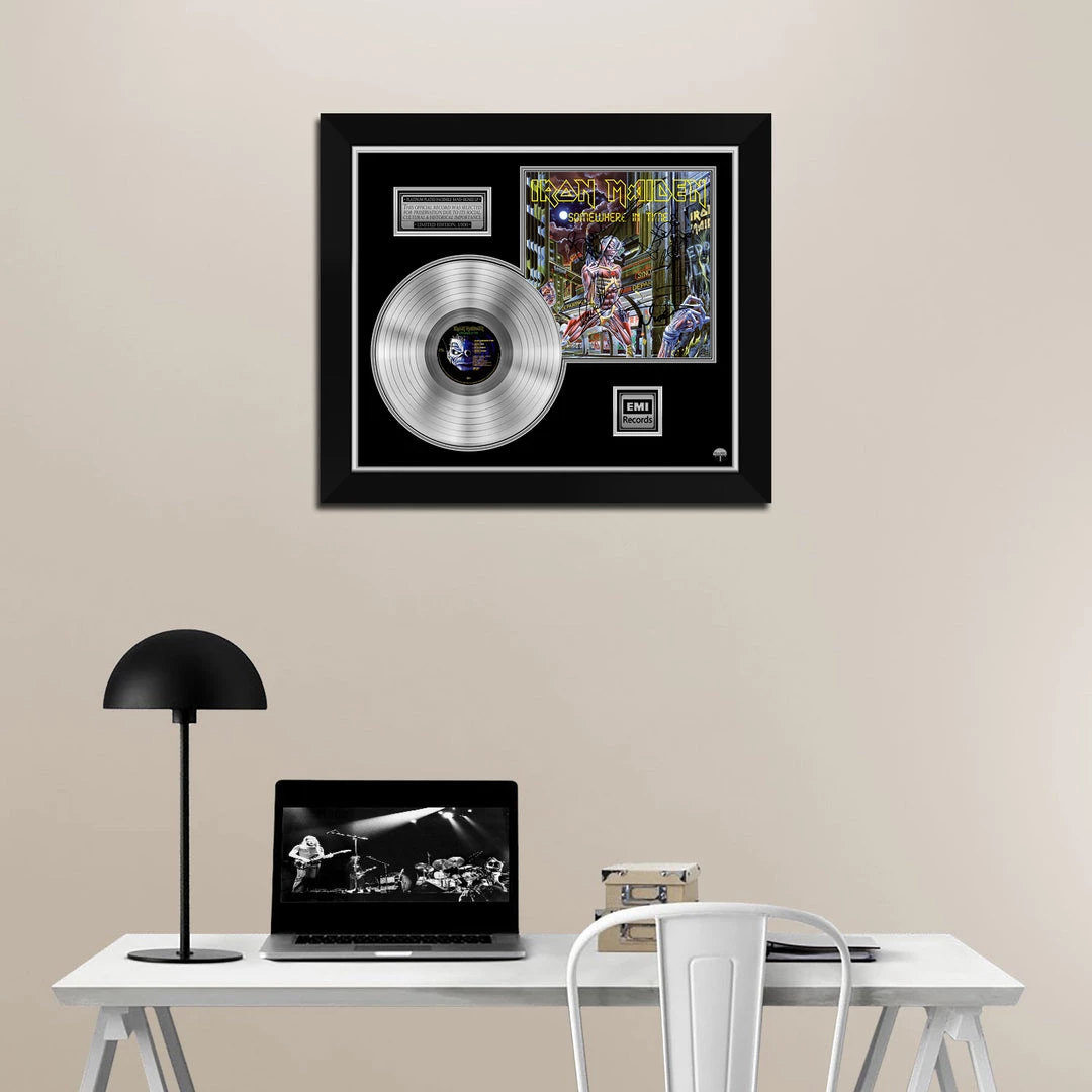 RARE-T Limited Edition Frames Iron Maiden - Somewhere In Time Platinum LP Limited Signature Edition Studio Licensed Custom Frame 2 RARE-T Limited Edition Frames Iron Maiden - Somewhere In Time Platinum LP Limited Signature Edition Studio Licensed Custom Frame