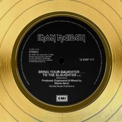 RARE-T Limited Edition Frames Iron Maiden Bring Your Daughter To The Slaughter Gold LP Limited Signature Edition Custom Frame 16 RARE-T Limited Edition Frames Iron Maiden Bring Your Daughter To The Slaughter Gold LP Limited Signature Edition Custom Frame