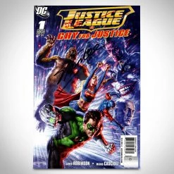 Rare-T Justice League Cry For Justice (2009) #1 Hand-Signed Comic By James Robinson & Stan Lee Custom Frame Signed Comic Memorabilia