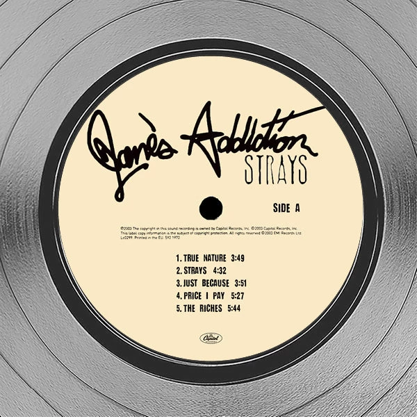 RARE-T Limited Edition Frames Jane's Addiction - Strays Platinum LP Limited Signature Edition Studio Licensed Custom Frame 7 RARE-T Limited Edition Frames Jane's Addiction - Strays Platinum LP Limited Signature Edition Studio Licensed Custom Frame