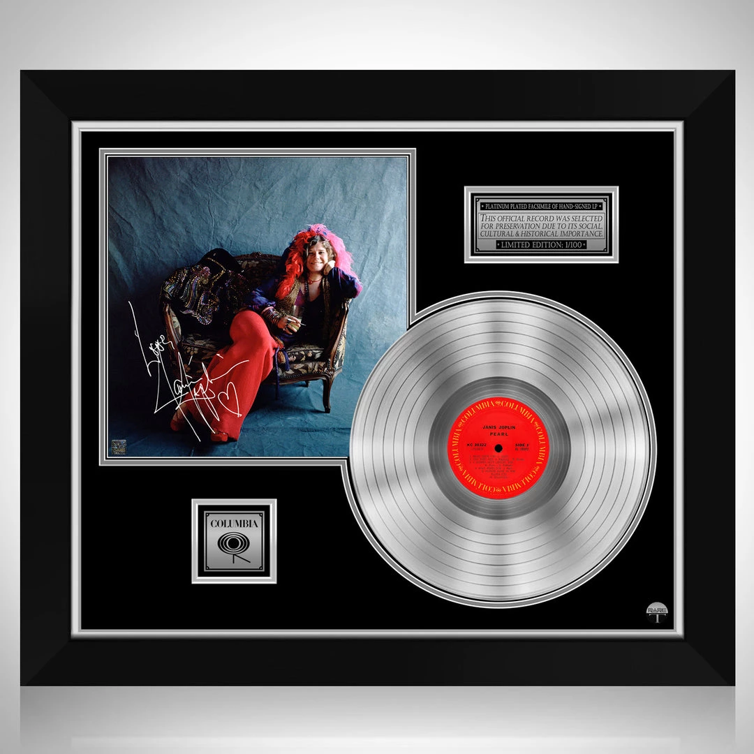 RARE-T Janis Joplin - Pearl Platinum LP Limited Signature Edition Studio Licensed Custom Frame 1 RARE-T Janis Joplin - Pearl Platinum LP Limited Signature Edition Studio Licensed Custom Frame