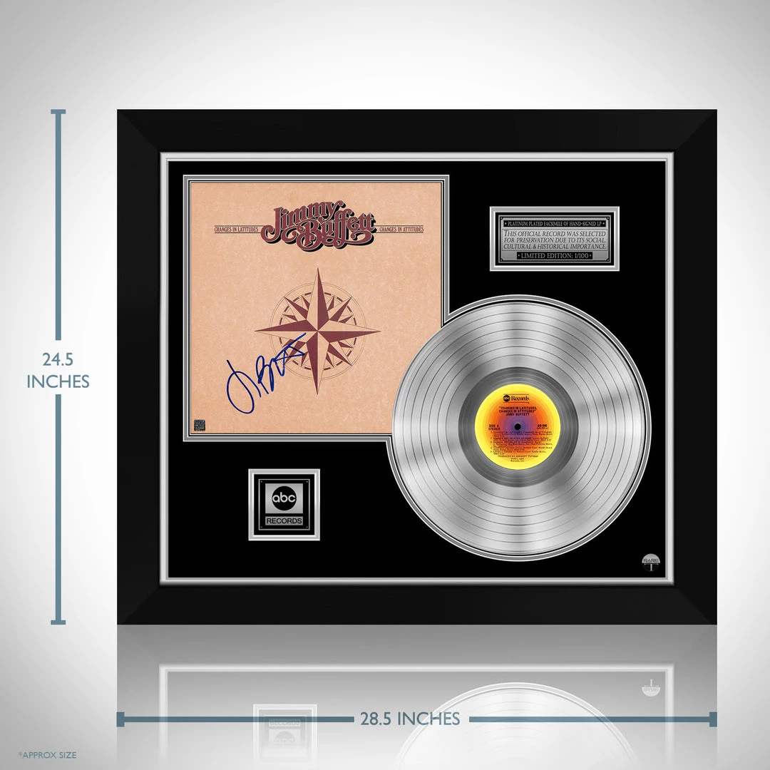 RARE-T Jimmy Buffett - Changes In Latitudes, Changes In Attitude Platinum LP Limited Signature Edition Studio Licensed Custom Frame Limited Edition Frames 3 RARE-T Jimmy Buffett - Changes In Latitudes, Changes In Attitude Platinum LP Limited Signature Edition Studio Licensed Custom Frame Limited Edition Frames