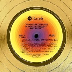 RARE-T Jimmy Buffett Changes In Latitudes, Changes In Attitude Gold LP Limited Signature Edition Studio Licensed Custom Frame