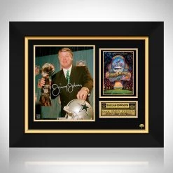 RARE-T Sports Memorabilia Dallas Cowboys Jimmy Johnson Photo Limited Signature Edition Studio Licensed Custom Frame