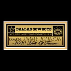 RARE-T Sports Memorabilia Dallas Cowboys Jimmy Johnson Photo Limited Signature Edition Studio Licensed Custom Frame