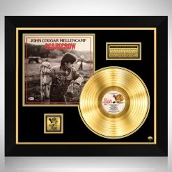 PPC John Mellencamp - Scarecrow Beckett Certified Signed Gold LP By John Mellencamp Custom Frame Signed Memorabilia