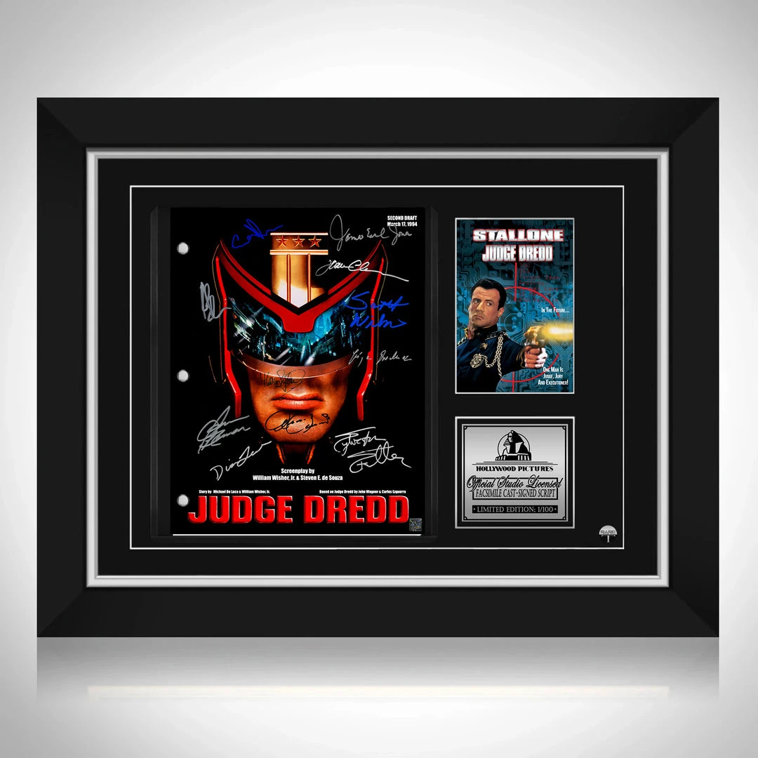 RARE-T Judge Dredd Script Limited Signature Edition Studio Licensed Custom Frame 1 RARE-T Judge Dredd Script Limited Signature Edition Studio Licensed Custom Frame