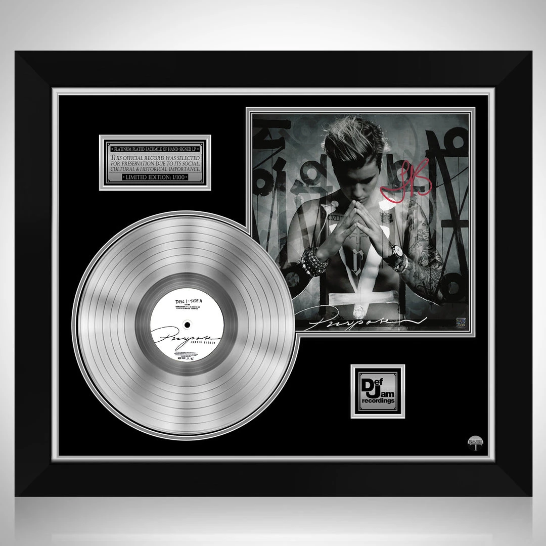RARE-T Limited Edition Frames Justin Bieber- Purpose Platinum LP Limited Signature Edition Studio Licensed Custom Frame 1 RARE-T Limited Edition Frames Justin Bieber- Purpose Platinum LP Limited Signature Edition Studio Licensed Custom Frame