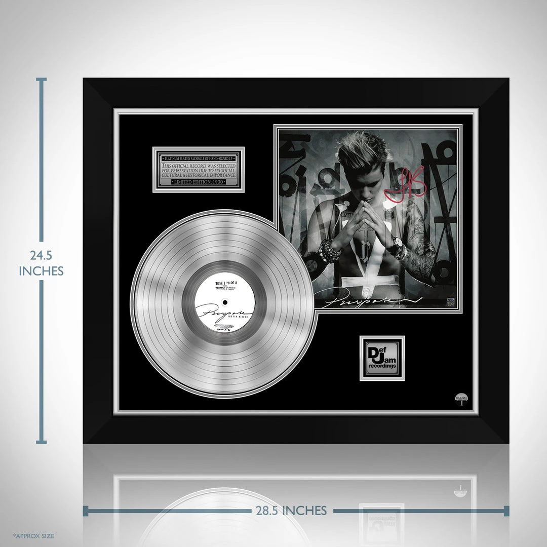 RARE-T Limited Edition Frames Justin Bieber- Purpose Platinum LP Limited Signature Edition Studio Licensed Custom Frame 3 RARE-T Limited Edition Frames Justin Bieber- Purpose Platinum LP Limited Signature Edition Studio Licensed Custom Frame