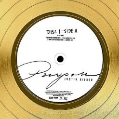 RARE-T Justin Bieber Purpose Gold LP Limited Signature Edition Studio Licensed Custom Frame