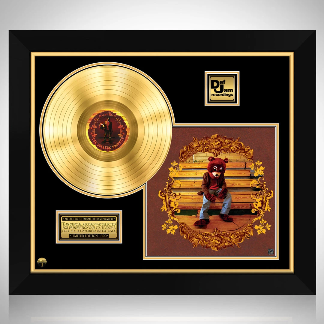 RARE-T Kanye West College Dropout Gold LP Limited Signature Edition Studio Licensed Custom Frame Black Matting 1 RARE-T Kanye West College Dropout Gold LP Limited Signature Edition Studio Licensed Custom Frame Black Matting
