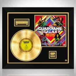 RARE-T Guardians Of The Galaxy Movie Soundtrack Gold LP Limited Signature Edition Licensed Custom Frame