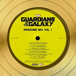 RARE-T Guardians Of The Galaxy Movie Soundtrack Gold LP Limited Signature Edition Licensed Custom Frame