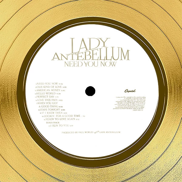 RARE-T Lady Antebellum - Need You Now Gold LP Limited Signature Edition Studio Licensed Custom Frame 6 RARE-T Lady Antebellum - Need You Now Gold LP Limited Signature Edition Studio Licensed Custom Frame
