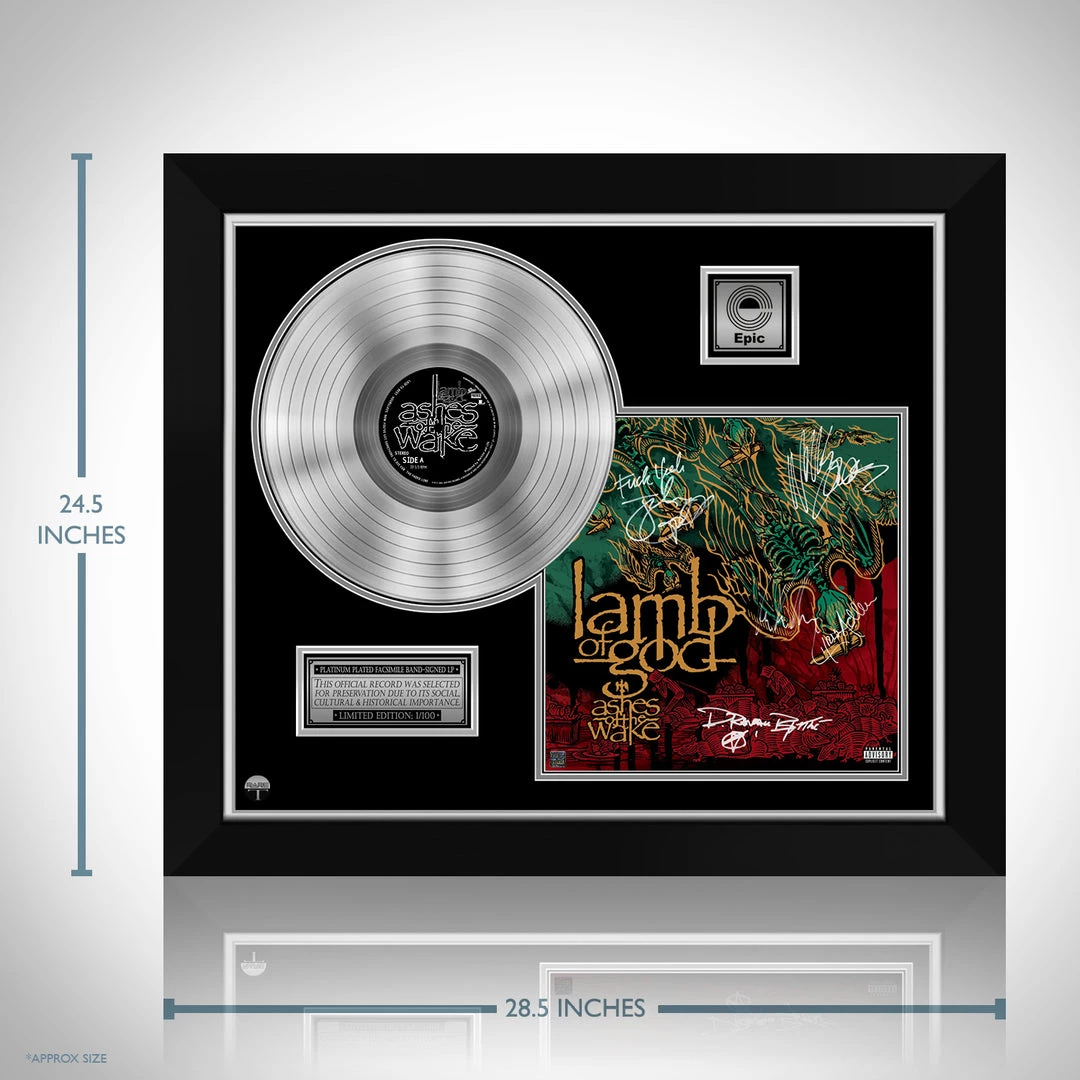 RARE-T Limited Edition Frames Lamb Of God - Ashes Of The Wake Platinum LP Limited Signature Edition Studio Licensed Custom Frame 3 RARE-T Limited Edition Frames Lamb Of God - Ashes Of The Wake Platinum LP Limited Signature Edition Studio Licensed Custom Frame