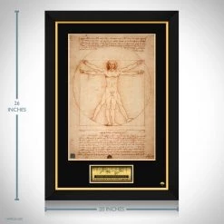 RARE-T Leonardo Da Vinci Vitruvian Man Limited Signature Edition Studio Licensed Mini Poster Custom Frame