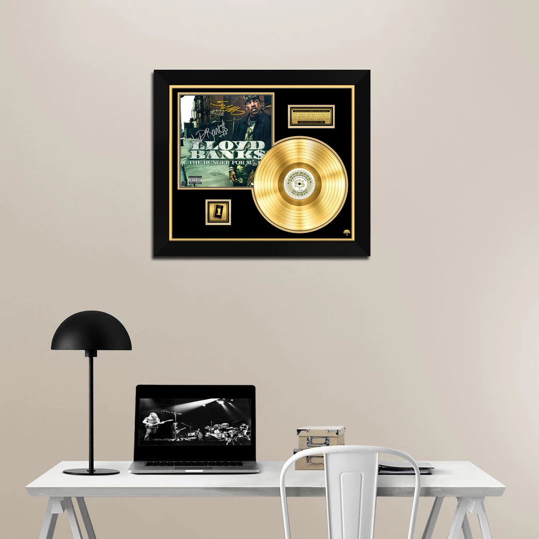 RARE-T Lloyd Banks - The Hunger For More Gold LP Limited Signature Edition Studio Licensed Custom Frame 2 RARE-T Lloyd Banks - The Hunger For More Gold LP Limited Signature Edition Studio Licensed Custom Frame