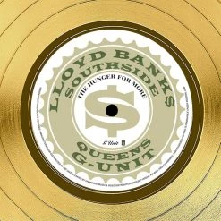 RARE-T Lloyd Banks - The Hunger For More Gold LP Limited Signature Edition Studio Licensed Custom Frame 16 RARE-T Lloyd Banks - The Hunger For More Gold LP Limited Signature Edition Studio Licensed Custom Frame