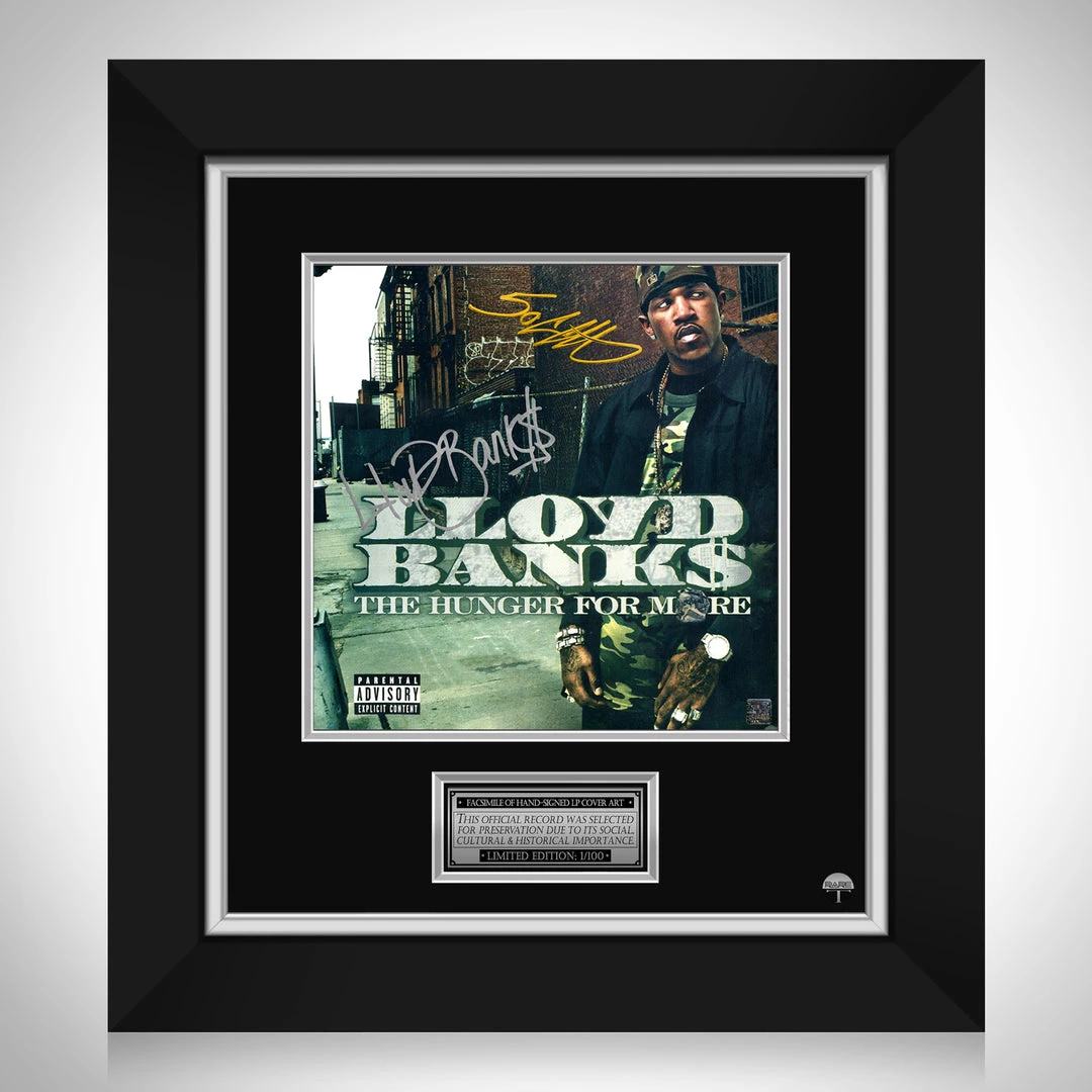 RARE-T Lloyd Banks - The Hunger For More LP Cover Limited Signature Edition Studio Licensed Custom Frame Limited Edition Frames 1 RARE-T Lloyd Banks - The Hunger For More LP Cover Limited Signature Edition Studio Licensed Custom Frame Limited Edition Frames
