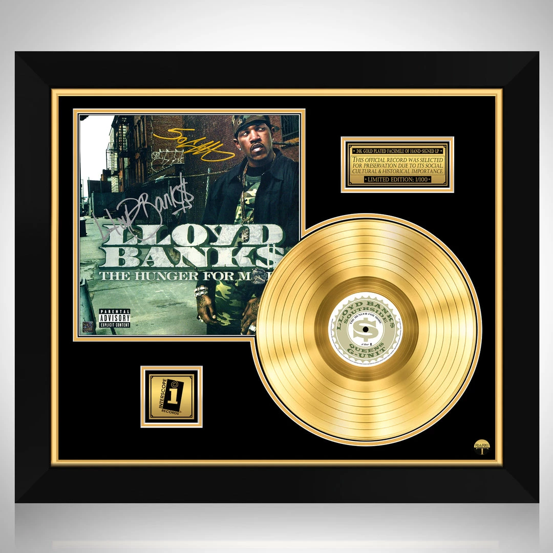 RARE-T Lloyd Banks - The Hunger For More Gold LP Limited Signature Edition Studio Licensed Custom Frame 1 RARE-T Lloyd Banks - The Hunger For More Gold LP Limited Signature Edition Studio Licensed Custom Frame