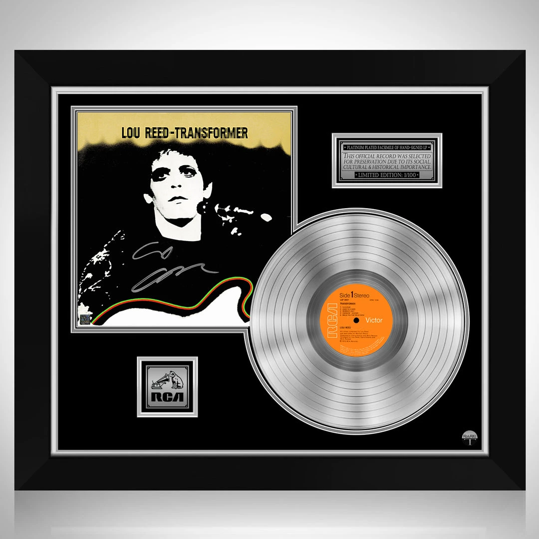 RARE-T Lou Reed - Transformer Platinum LP Limited Signature Edition Studio Licensed Custom Frame 1 RARE-T Lou Reed - Transformer Platinum LP Limited Signature Edition Studio Licensed Custom Frame