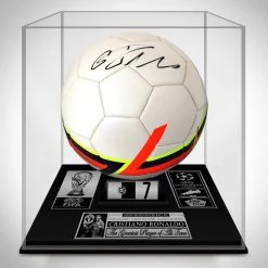 PPC Signed Memorabilia Cristiano Ronaldo - Certified Manchester United PSA/DNA Authenticated Hand-Signed Soccer Ball Custom Museum Display