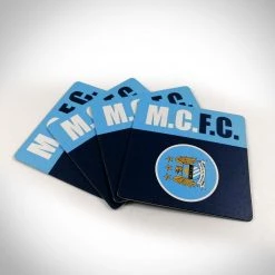 RARE-T Sports Memorabilia Manchester City- M.C.F.C. Mini Bar Set With Pint Glass, Bar Towel And 4 Coasters