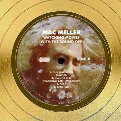 RARE-T Limited Edition Frames Mac Miller - Watching Movies With The Sound Off Gold LP Limited Signature Edition Studio Licensed Custom Frame