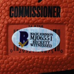 PPC Magic Johnson - Los Angeles Lakers - Beckett Witnessed Certified Hand-Signed Basketball By Earvin 'Magic' Johnson Custom Museum Display