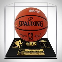 PPC Magic Johnson - Los Angeles Lakers - Beckett Witnessed Certified Hand-Signed Basketball By Earvin 'Magic' Johnson Custom Museum Display
