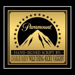 PPC Major League - Beckett Witnessed Certified Hand-Signed Script By Charlie Sheen Custom Frame