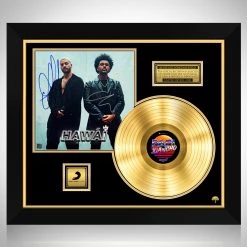 RARE-T Maluma And The Weeknd - Papi Juancho Hawai Remix Gold LP Limited Signature Edition Studio Licensed Custom Frame Limited Edition Frames