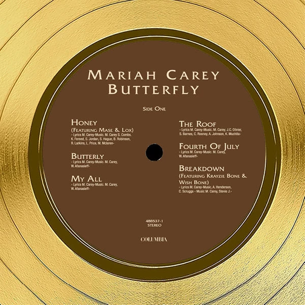 Rare-T Limited Edition Frames Mariah Carey - Butterfly Gold LP Limited Signature Edition Studio Licensed Custom Frame 5 Rare-T Limited Edition Frames Mariah Carey - Butterfly Gold LP Limited Signature Edition Studio Licensed Custom Frame